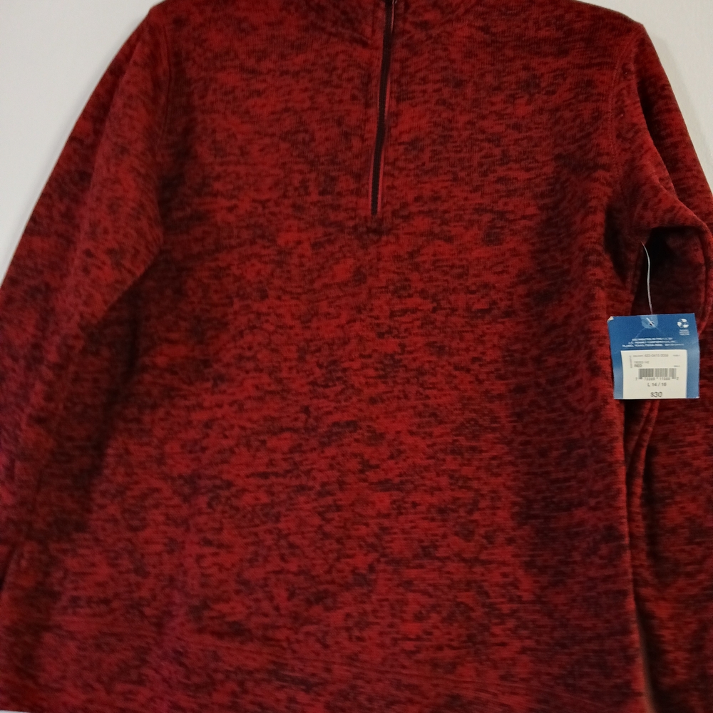 Arizona Jean Company Burgundy Quarter-Zip Pullover Size L 14/16